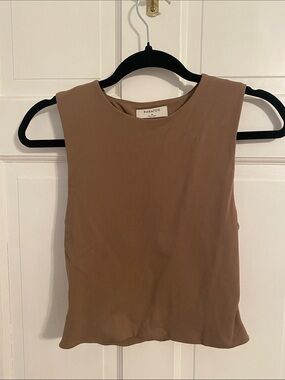 Babaton Taupe Crewneck Sleeveless Tank